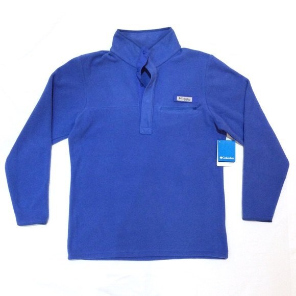 COLUMBIA PFG 1/4 Zip Pullover Blue Harborside Fleece Jacket Mens Sz Small NWT - Picture 1 of 6